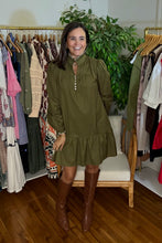 Load image into Gallery viewer, Olive Scalloped Mini Dress