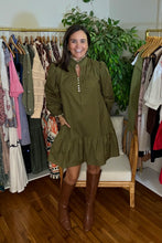 Load image into Gallery viewer, Olive Scalloped Mini Dress