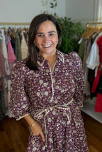 Load image into Gallery viewer, Plum Embroidered Mini Dress