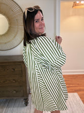 Load image into Gallery viewer, Olive and Navy Striped Mini Dress