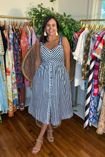 Load image into Gallery viewer, Striped Midi Dress with Scalloped Straps