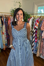 Load image into Gallery viewer, Striped Midi Dress with Scalloped Straps