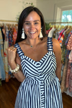 Load image into Gallery viewer, Striped Midi Dress with Scalloped Straps