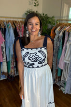 Load image into Gallery viewer, Navy Embroidered Maxi Dress