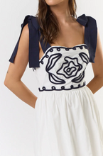 Load image into Gallery viewer, Navy Embroidered Maxi Dress
