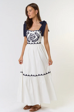 Load image into Gallery viewer, Navy Embroidered Maxi Dress