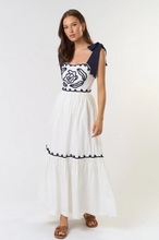 Load image into Gallery viewer, Navy Embroidered Maxi Dress
