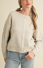 Load image into Gallery viewer, Whip Stitched Two Tone Sweater