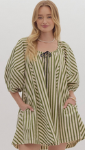 Load image into Gallery viewer, Olive and Navy Striped Mini Dress