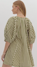 Load image into Gallery viewer, Olive and Navy Striped Mini Dress