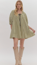 Load image into Gallery viewer, Olive and Navy Striped Mini Dress