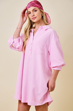 Load image into Gallery viewer, Pink Linen Shirt Dress