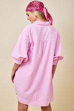 Load image into Gallery viewer, Pink Linen Shirt Dress