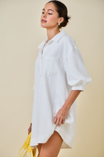 Load image into Gallery viewer, White Linen Shirt Dress