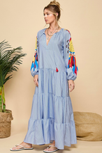Load image into Gallery viewer, Printed Sleeve Striped Maxi Dress
