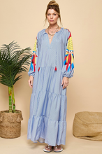 Load image into Gallery viewer, Printed Sleeve Striped Maxi Dress