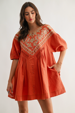 Load image into Gallery viewer, Embroidered Linen Tunic Dress