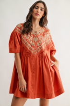 Load image into Gallery viewer, Embroidered Linen Tunic Dress