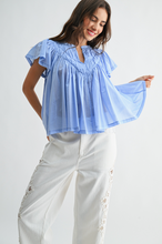 Load image into Gallery viewer, Flutter Sleeve Gathered Neck Blouse