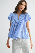 Load image into Gallery viewer, Flutter Sleeve Gathered Neck Blouse