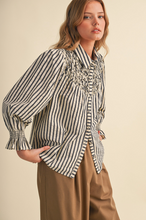 Load image into Gallery viewer, Striped and Gathered Button Down Shirt