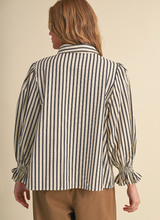 Load image into Gallery viewer, Striped and Gathered Button Down Shirt