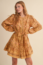 Load image into Gallery viewer, Golden Mustard Belted Mini Dress