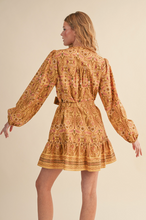 Load image into Gallery viewer, Golden Mustard Belted Mini Dress