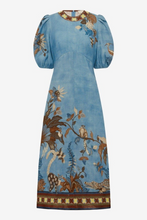 Load image into Gallery viewer, Blue Botanical Midi Dress