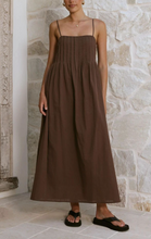 Load image into Gallery viewer, Pleated Coffee Maxi Dress