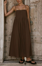 Load image into Gallery viewer, Pleated Coffee Maxi Dress