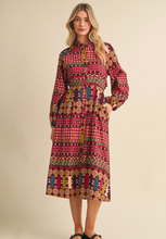 Load image into Gallery viewer, Exclusive Border Print Pleated Midi Dress
