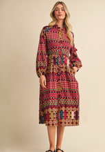 Load image into Gallery viewer, Exclusive Border Print Pleated Midi Dress