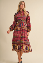 Load image into Gallery viewer, Exclusive Border Print Pleated Midi Dress