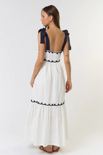 Load image into Gallery viewer, Navy Embroidered Maxi Dress