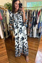 Load image into Gallery viewer, Charcoal Floral Maxi Caftan
