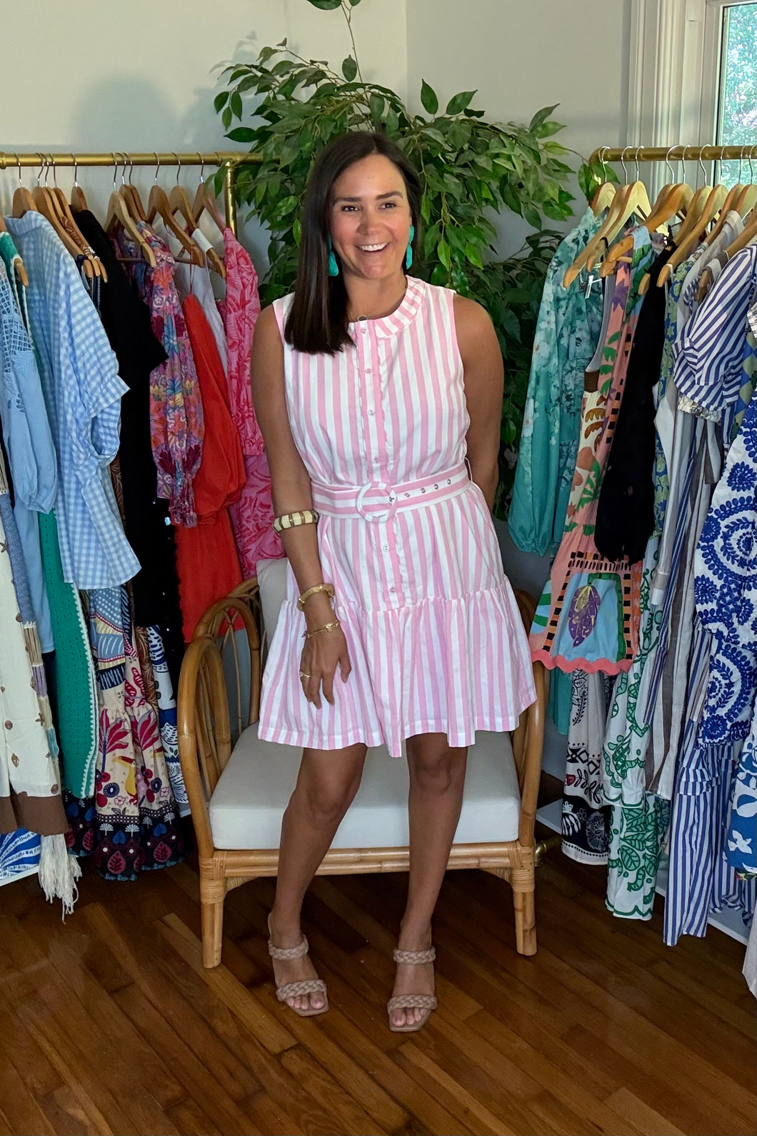 Pink Striped Mini Dress