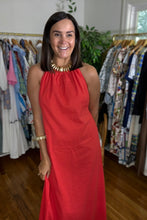Load image into Gallery viewer, Red Linen Halter Dress
