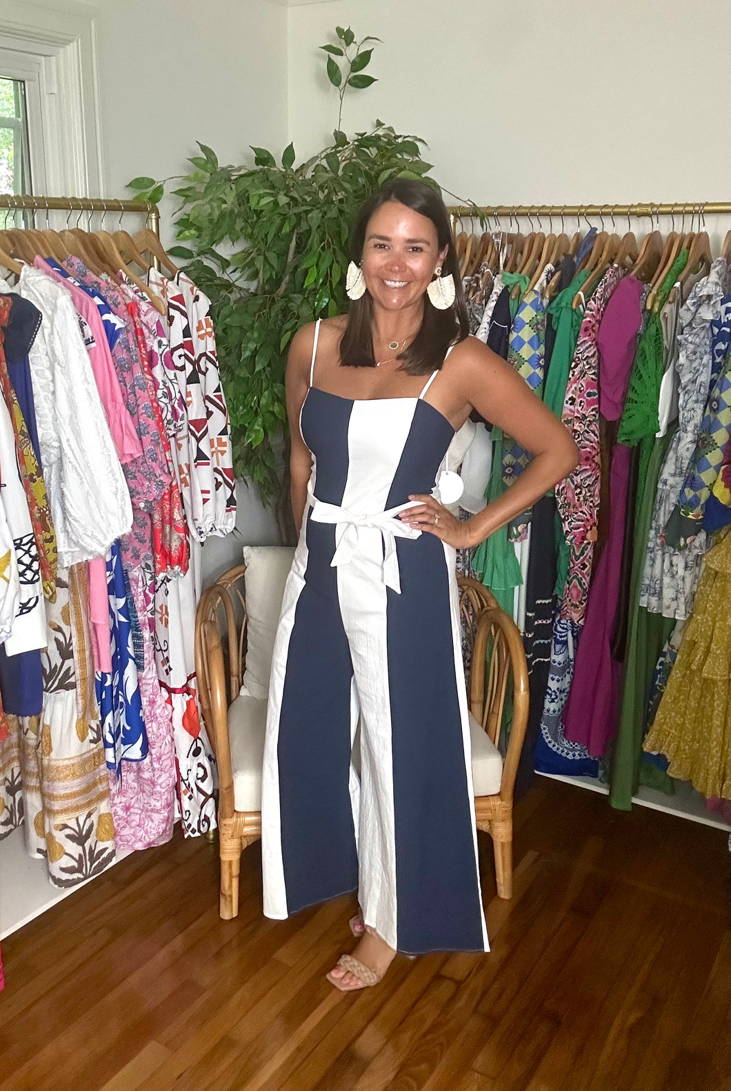 Navy and White Jumpsuit