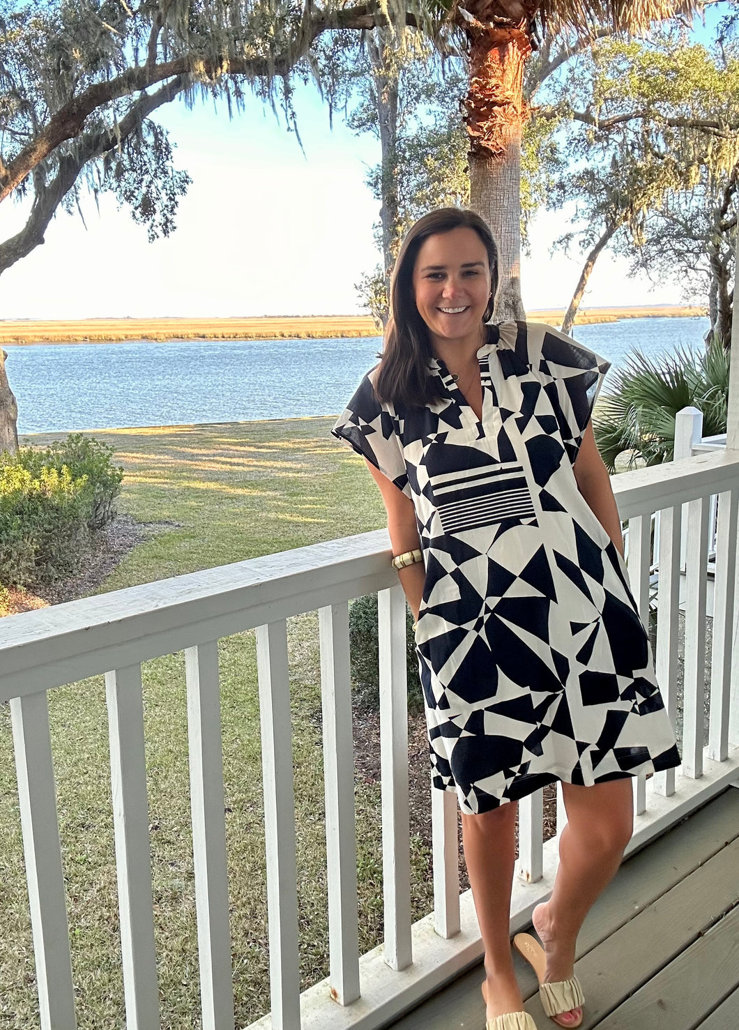 Navy and White Mini Dress