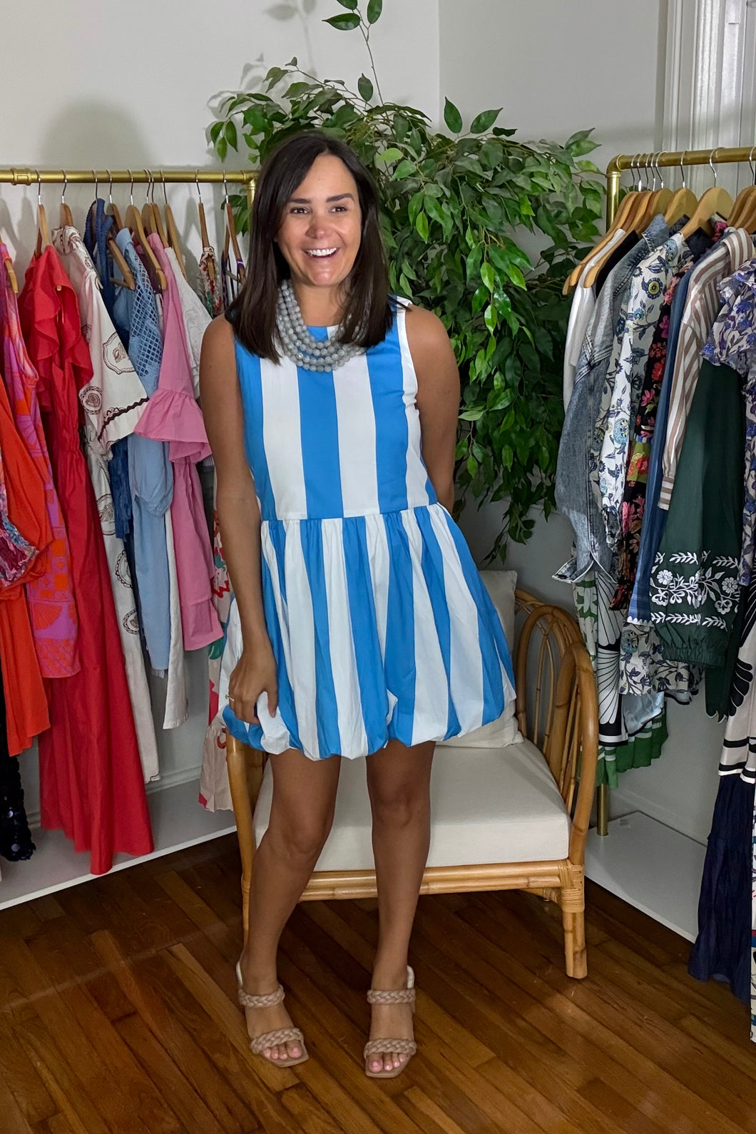 Striped Bubble Hemline Mini Dress