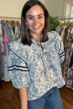 Load image into Gallery viewer, Navy Printed Woven Blouse
