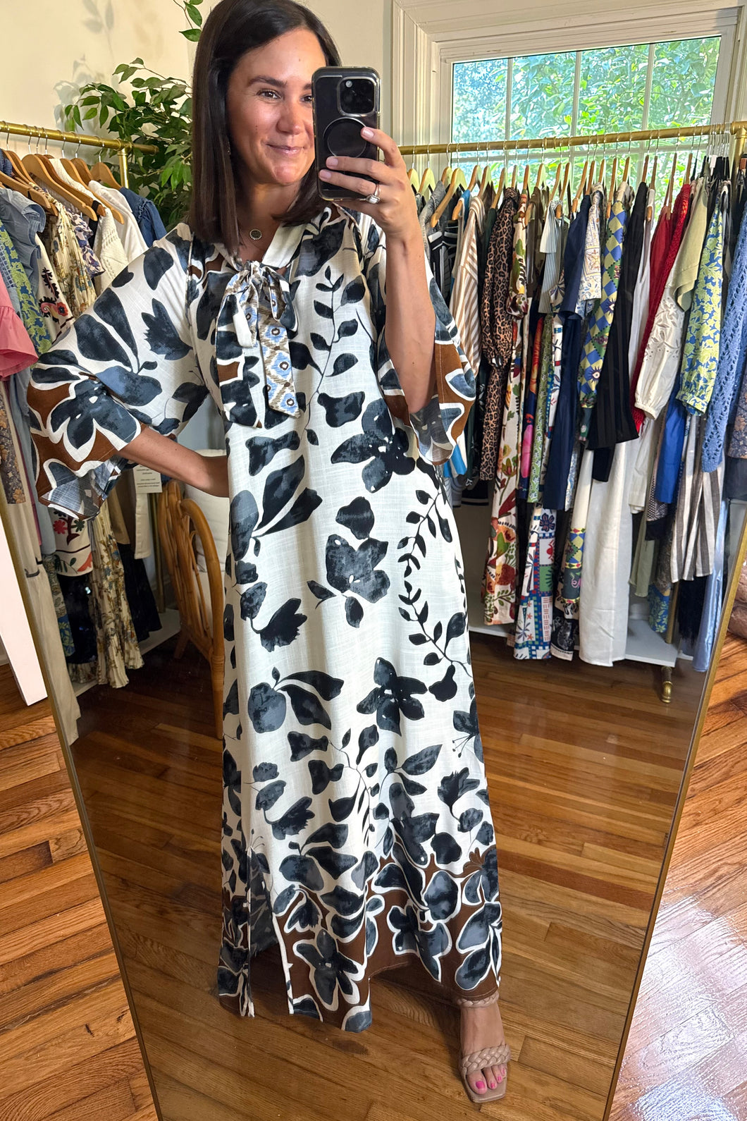 Charcoal Floral Maxi Caftan