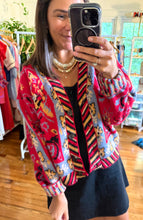 Load image into Gallery viewer, Aztec Red Printed Cardigan Sweater
