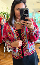 Load image into Gallery viewer, Aztec Red Printed Cardigan Sweater
