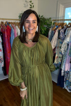 Load image into Gallery viewer, Olive Satin Maxi Dress
