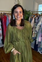 Load image into Gallery viewer, Olive Satin Maxi Dress
