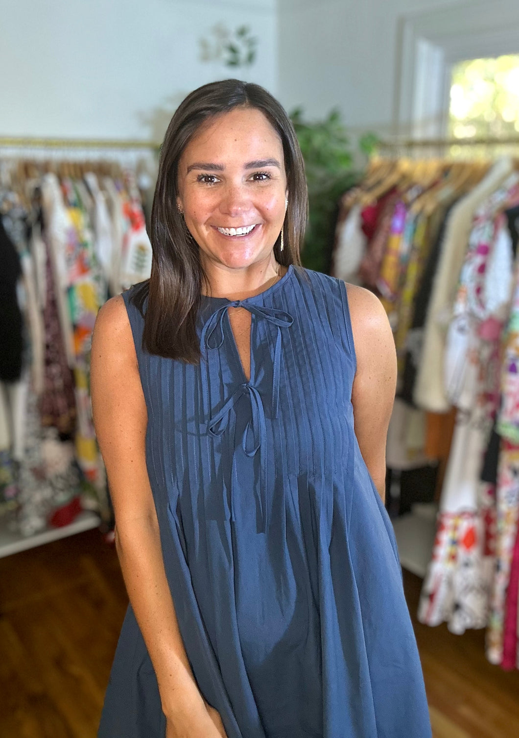 Pintuck Mini Dress