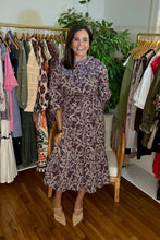 Load image into Gallery viewer, Plum Paisley Midi Dress
