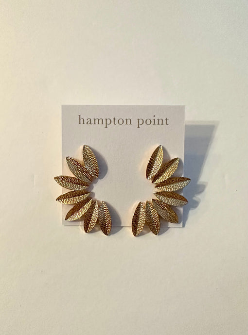 Gold hammered wing earrings. Light weight. About 2 inches.